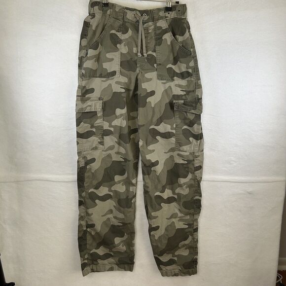 Hollister Camo Baggy Cargo Pants Womens Sz M Long Wide Leg grunge 90s y2k urban - Picture 2 of 8